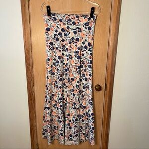 LuLaRoe Floral Maxi Skirt in Navy, Peach and Cream